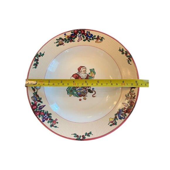 Fitz and Floyd Santas List Soup Bowl 1994 Christmas Rimmed Dinnerware Vtg - Picture 6 of 10